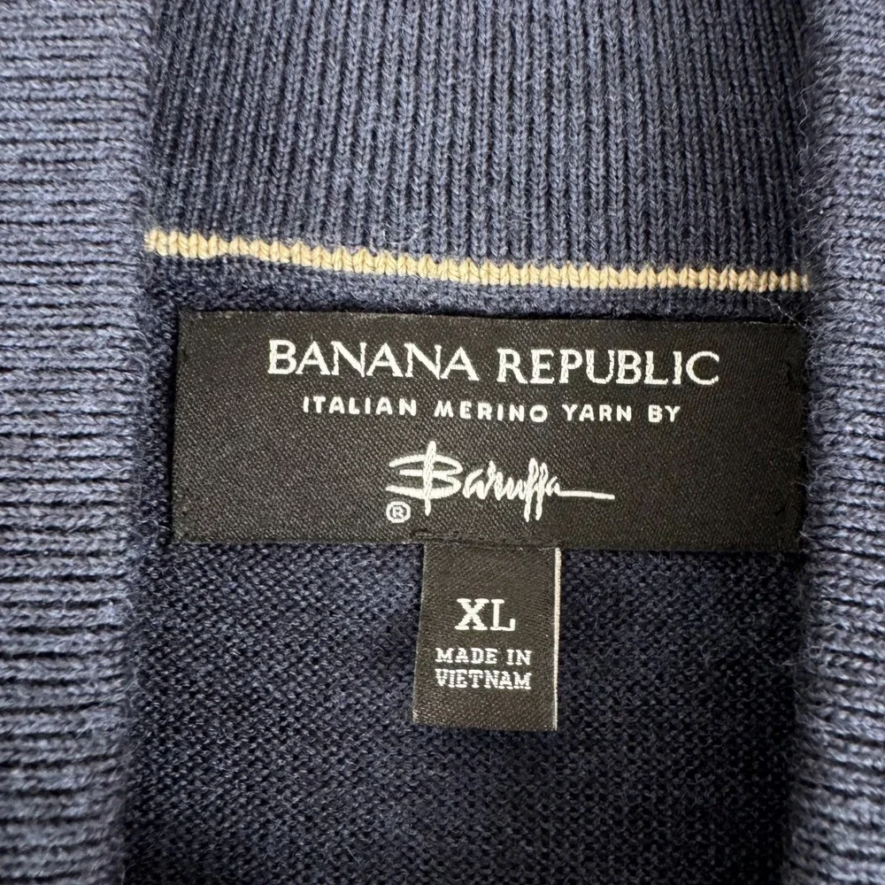 Banana Repubic Italian Merino Extra Fine Wool 1/2 Zip Sweater Blue Mens XL